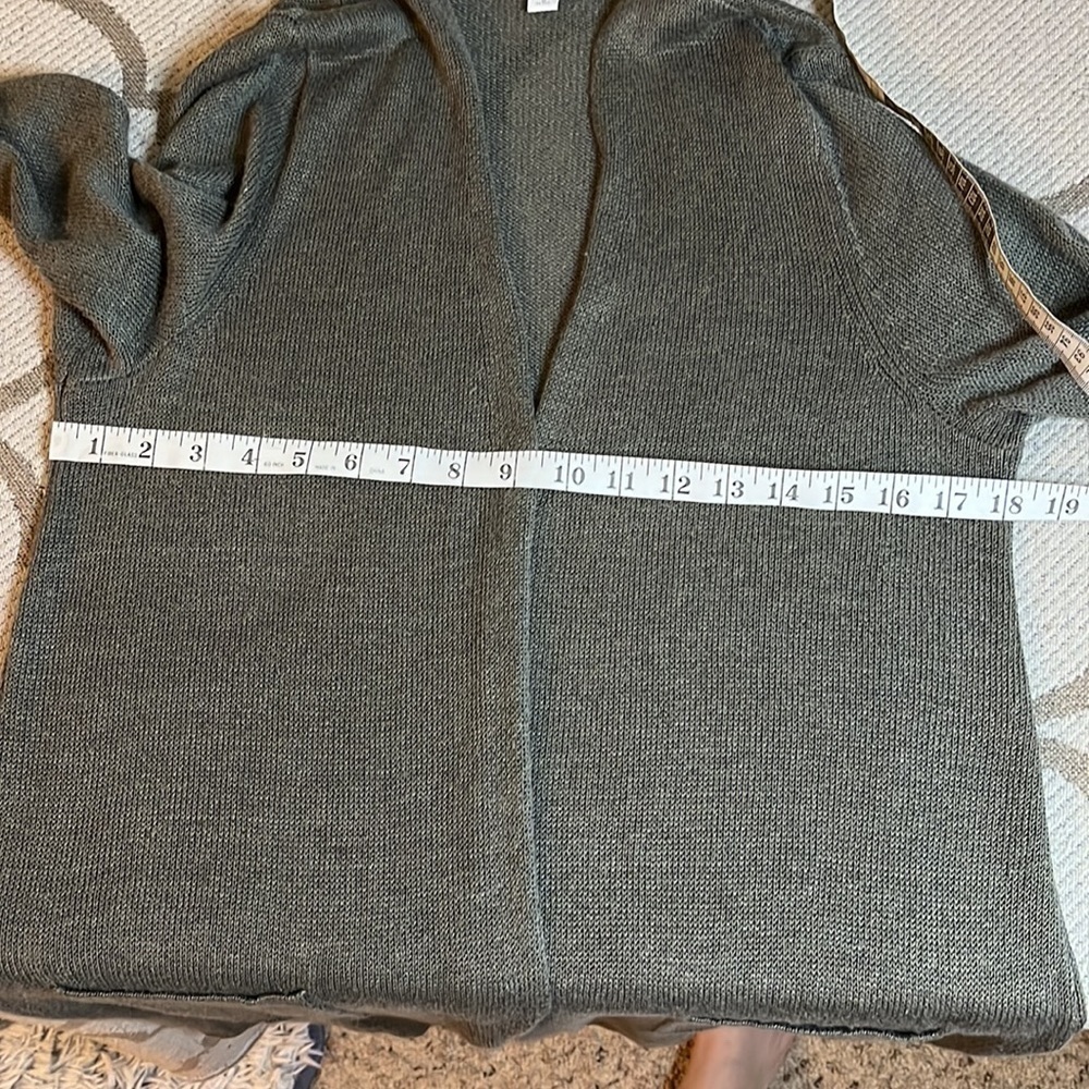 J.Jill linen blend longline lightweight front pockets split hems cardigan - Picture 12 of 16